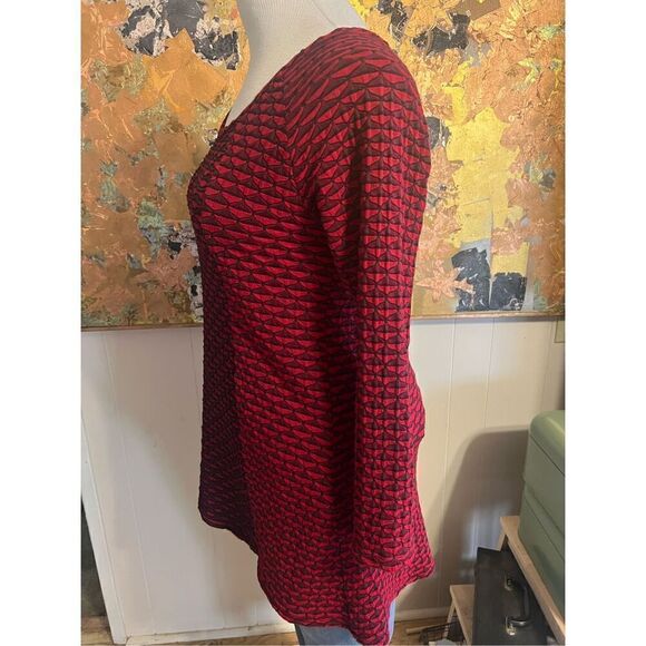 Tianello Black & Red Nao Tunic Fit & Flare Stretch Bubble Fabric size M - Picture 1 of 7